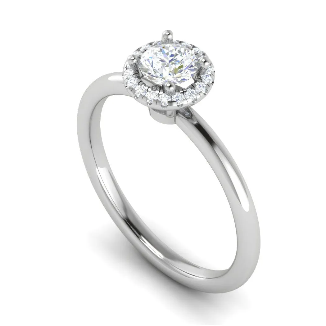 0.50 cts Solitaire Halo Diamond Platinum Ring JL PT RH RD 216