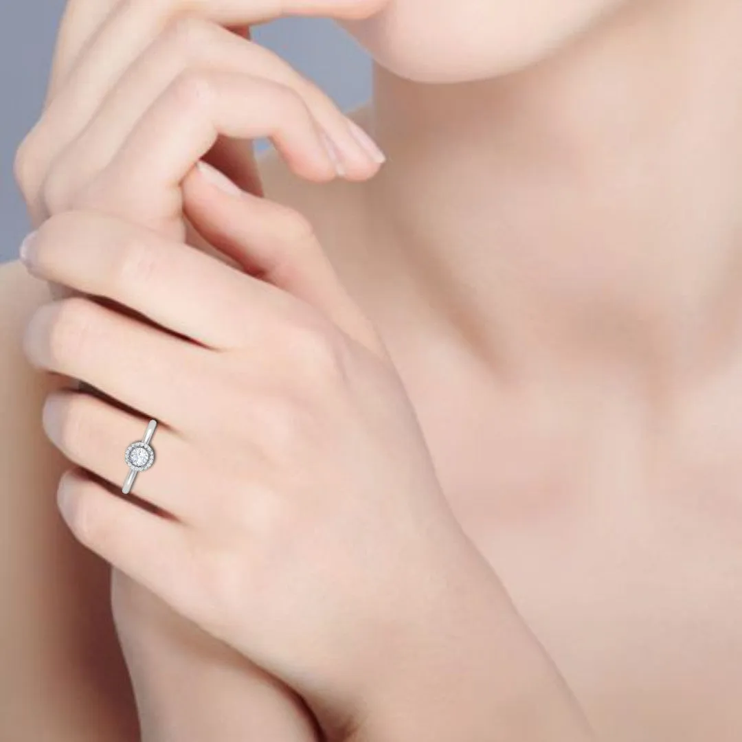 0.50 cts Solitaire Halo Diamond Platinum Ring JL PT RH RD 216