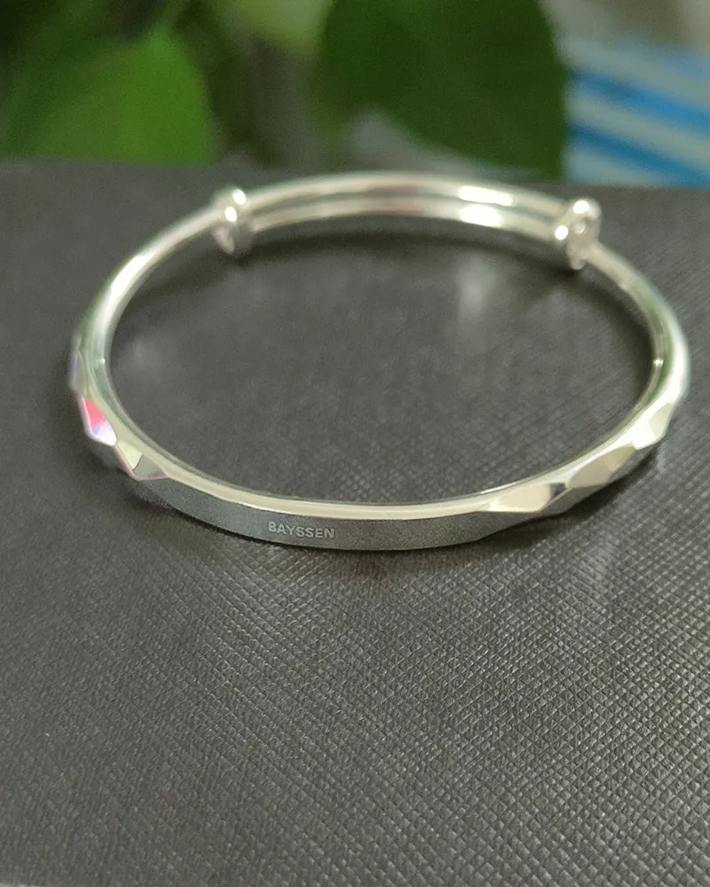 BAYSSEN bracelet, 925 sterling silver handmade bracelet, retractable cuff hinged bracelet women's 7 inch manufacturing