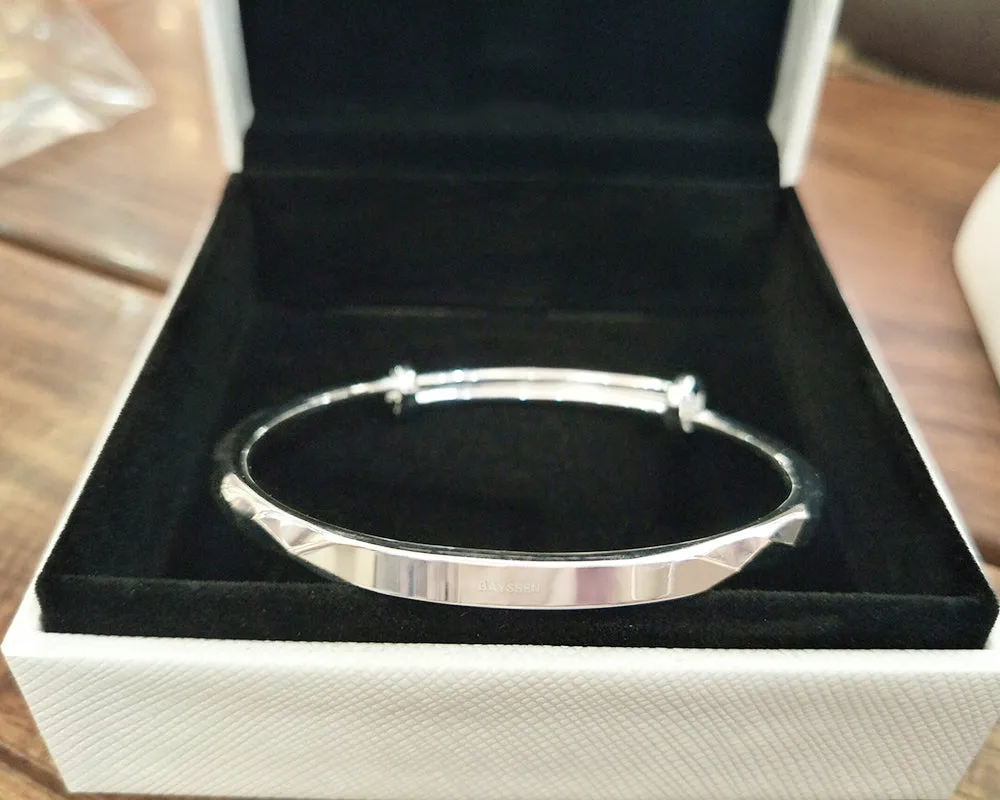 BAYSSEN bracelet, 925 sterling silver handmade bracelet, retractable cuff hinged bracelet women's 7 inch manufacturing