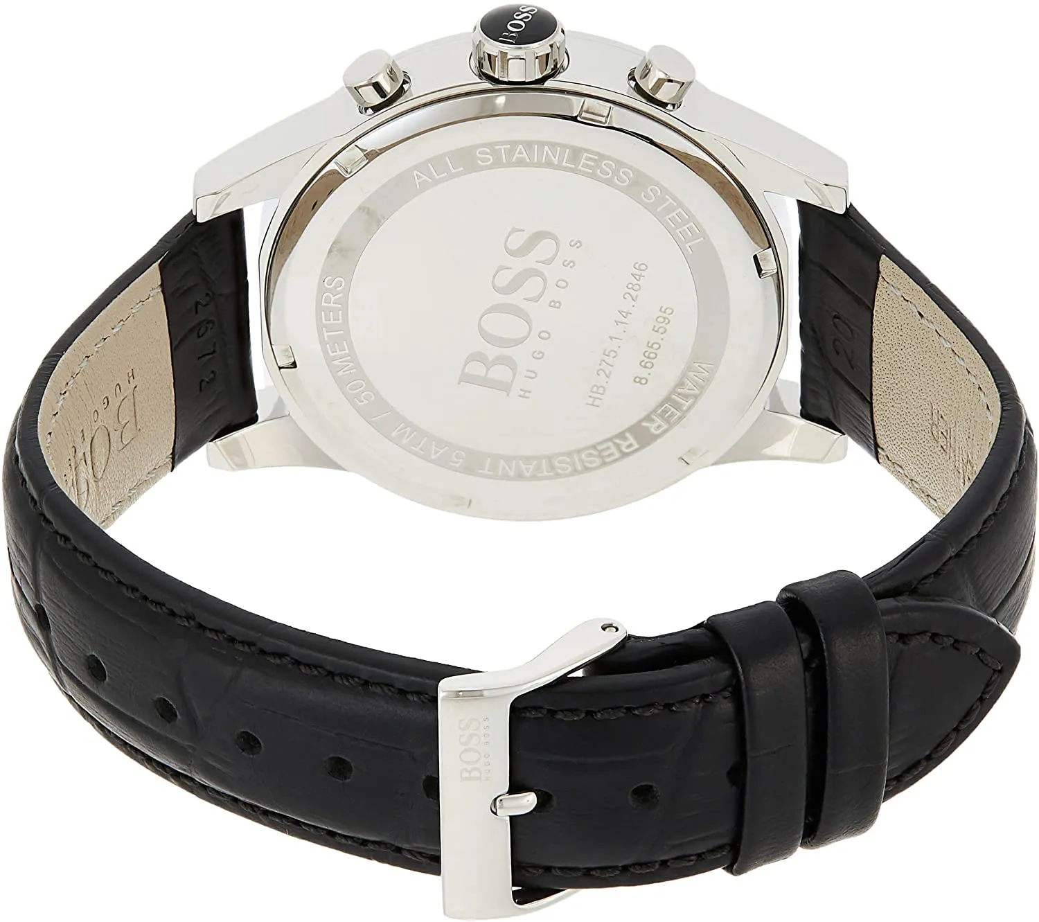 Hugo Boss Jet Black Dial Leather Strap Men's Watch 1513282