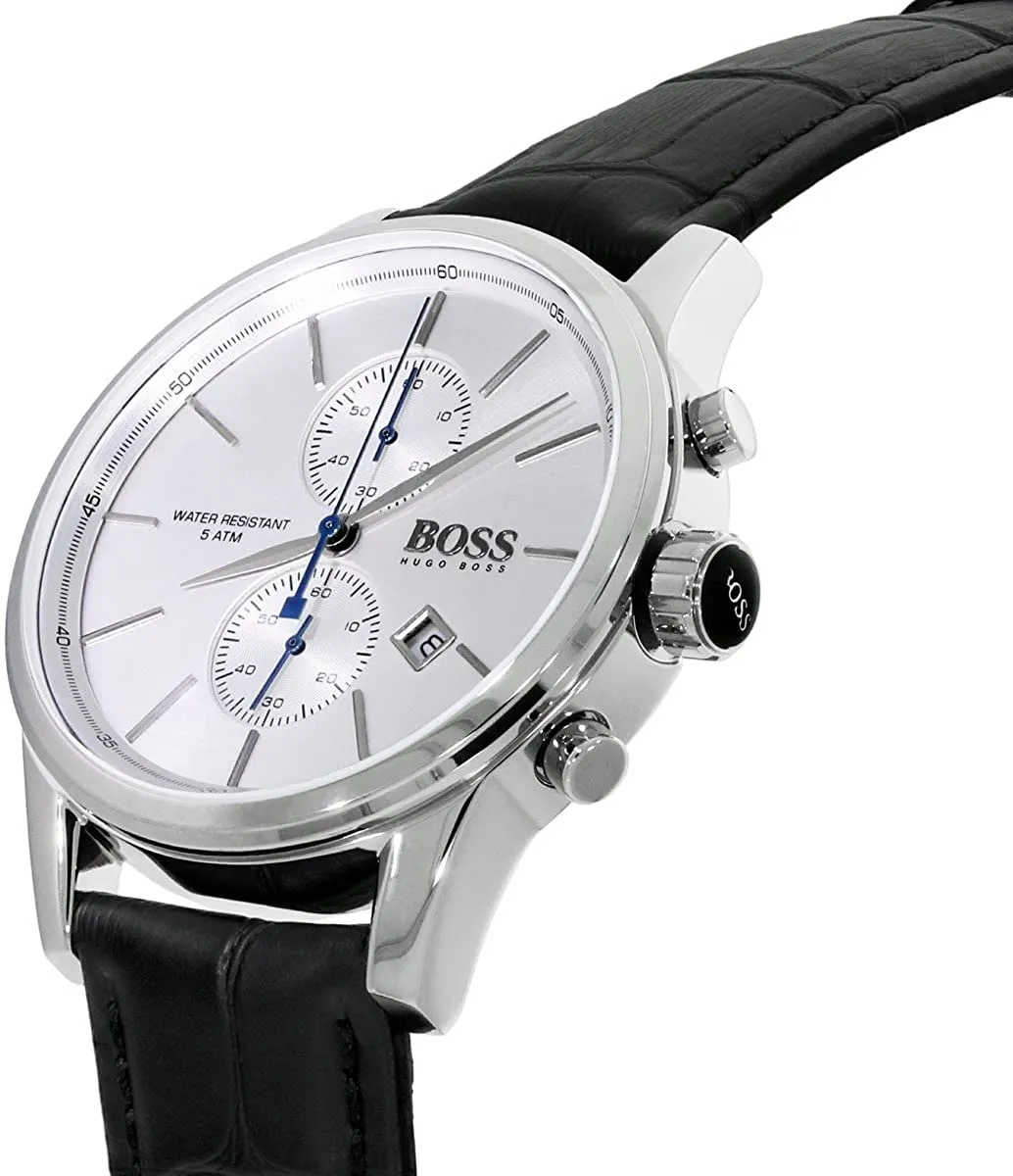 Hugo Boss Jet Black Dial Leather Strap Men's Watch 1513282