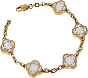 Lucky Clover Bracelets for Women - 18K Gold Plated Bracelets for Women Trendy - Adjustable Up to 19CM Extendable Bracelets with Black/White Clover - Four Leaf Clover Bracelets Jewelry Gifts for Women