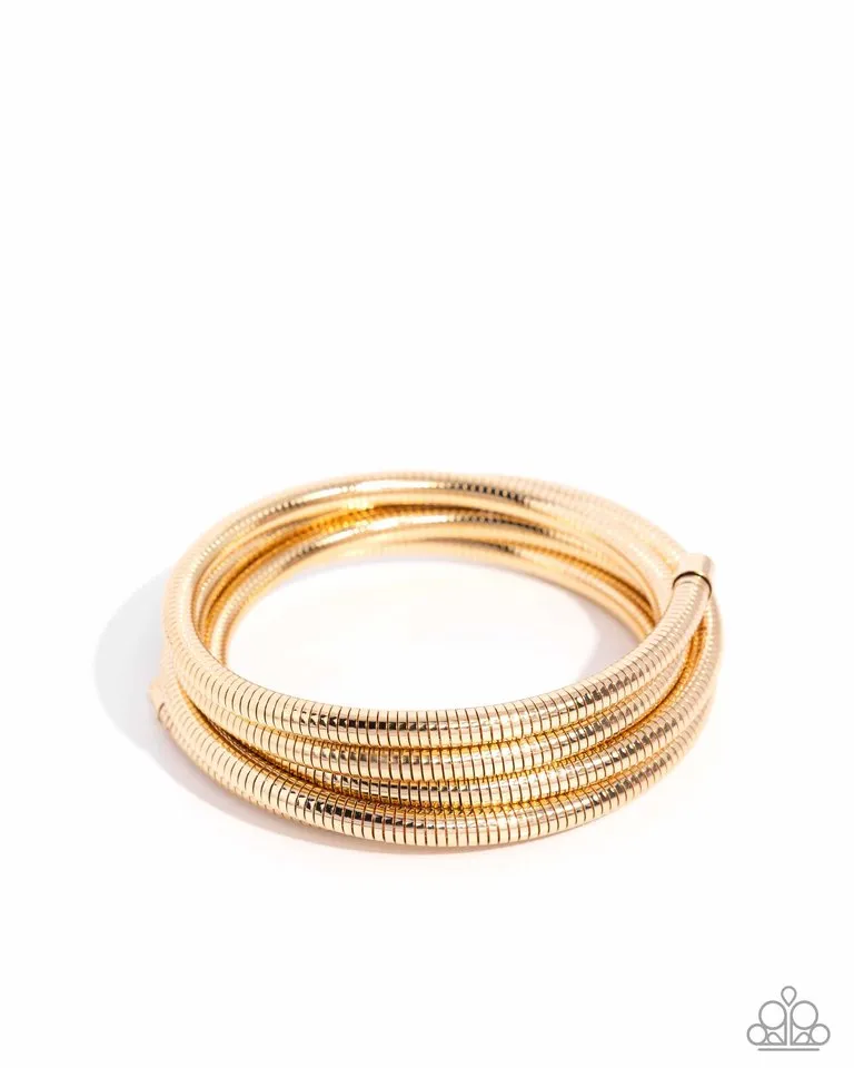 Paparazzi Bracelet ~ Coiled Command - Gold