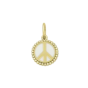 Peace Sign Pendant - Gold and White