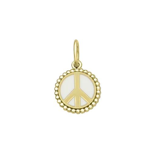 Peace Sign Pendant - Gold and White