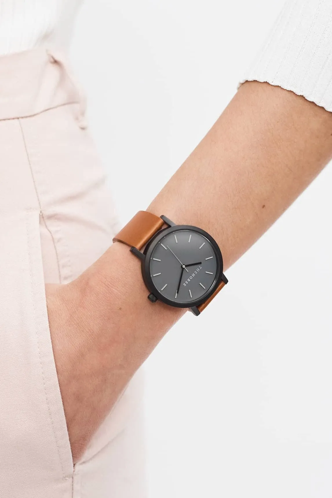 THE HORSE 'THE ORIGINAL' WATCH - MATTE BLACK/TAN LEATHER