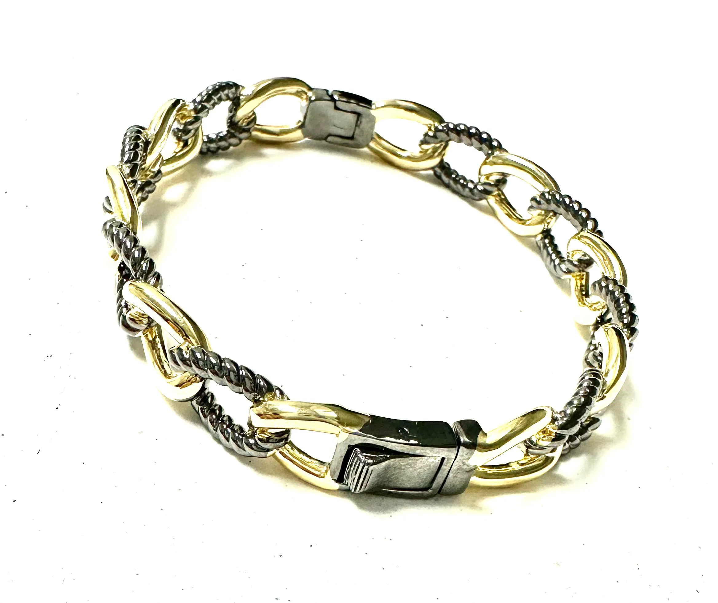 Two Tone Fixed Link Bangle